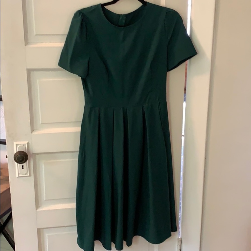Emerald green fit and flare dress